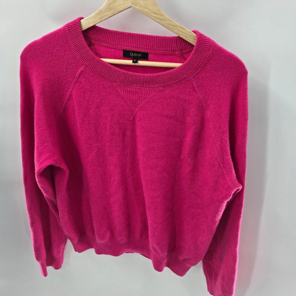 Quince Hot Pink Raspberry Mongolian Shrunken Cashmere Sweater Size XL